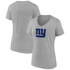 New York Giants Women's Logo Team Lockup V-Neck T-Shirt - Gray T-shirts
