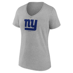 New York Giants Women's Logo Team Lockup V-Neck T-Shirt - Gray T-shirts