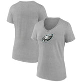 Philadelphia Eagles Women's Logo Team Lockup V-Neck T-Shirt - Gray T-shirts