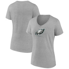 Philadelphia Eagles Women's Logo Team Lockup V-Neck T-Shirt - Gray T-shirts