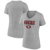 San Francisco 49ers Women's Logo Team Lockup V-Neck T-Shirt - Gray T-shirts