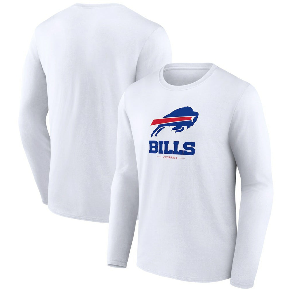 Buffalo Bills Logo Team Lockup Long Sleeve T-Shirt - White T-shirts
