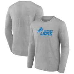 Detroit Lions Logo Team Lockup Long Sleeve T-Shirt - Gray T-shirts