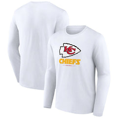 Kansas City Chiefs Logo Team Lockup Long Sleeve T-Shirt - White T-shirts