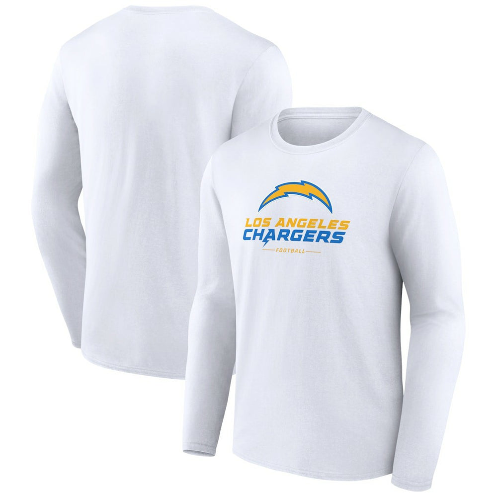 Los Angeles Chargers Logo Team Lockup Long Sleeve T-Shirt - White T-shirts