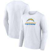 Los Angeles Chargers Logo Team Lockup Long Sleeve T-Shirt - White T-shirts