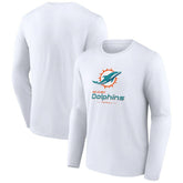 Miami Dolphins Logo Team Lockup Long Sleeve T-Shirt - White T-shirts