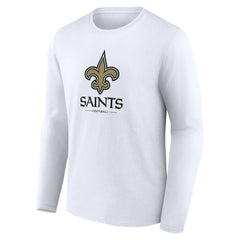 New Orleans Saints Logo Team Lockup Long Sleeve T-Shirt - White T-shirts