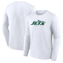 New York Jets Logo Team Lockup Long Sleeve T-Shirt - White T-shirts