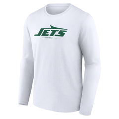 New York Jets Logo Team Lockup Long Sleeve T-Shirt - White T-shirts