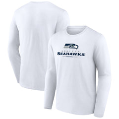 Seattle Seahawks Logo Team Lockup Long Sleeve T-Shirt - White T-shirts