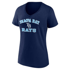 Tampa Bay Rays Women's Heart and Soul V-Neck T-Shirt - Navy T-shirts