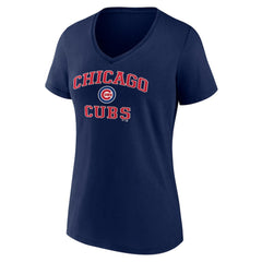 Chicago Cubs Women's Heart and Soul V-Neck T-Shirt - Navy T-shirts