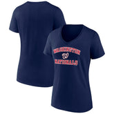 Washington Nationals Women's Heart and Soul V-Neck T-Shirt - Navy T-shirts