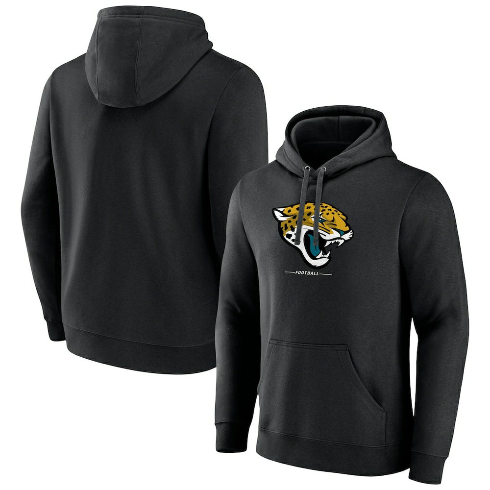 Jacksonville Jaguars Logo Team Lockup Fitted Pullover Hoodie - Black Hoodies
