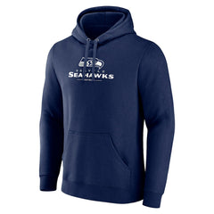 Seattle Seahawks Logo Team Lockup Fitted Pullover Hoodie - Navy Hoodies