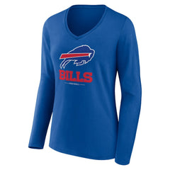 Buffalo Bills Women's Logo Team Lockup Long Sleeve V-Neck T-Shirt - Royal T-shirts