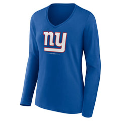 New York Giants Women's Logo Team Lockup Long Sleeve V-Neck T-Shirt - Royal T-shirts