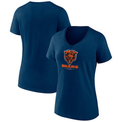 Chicago Bears Women's Logo Team Lockup V-Neck T-Shirt - Navy T-shirts
