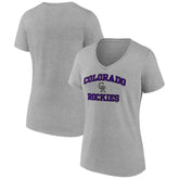 Colorado Rockies Women's Heart and Soul V-Neck T-Shirt - Gray T-shirts