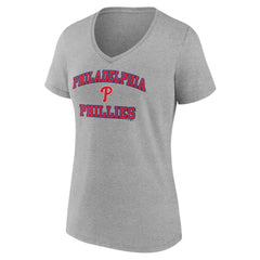 Philadelphia Phillies Women's Heart and Soul V-Neck T-Shirt - Gray T-shirts