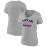 Texas Rangers Women's Heart and Soul V-Neck T-Shirt - Gray T-shirts