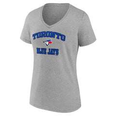 Toronto Blue Jays Women's Heart and Soul V-Neck T-Shirt - Gray T-shirts