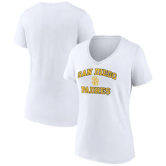 San Diego Padres Women's Heart and Soul V-Neck T-Shirt - White T-shirts