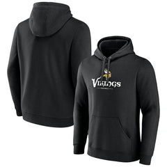 Minnesota Vikings Primary Logo Team Lockup Fitted Pullover Hoodie - Black Hoodies