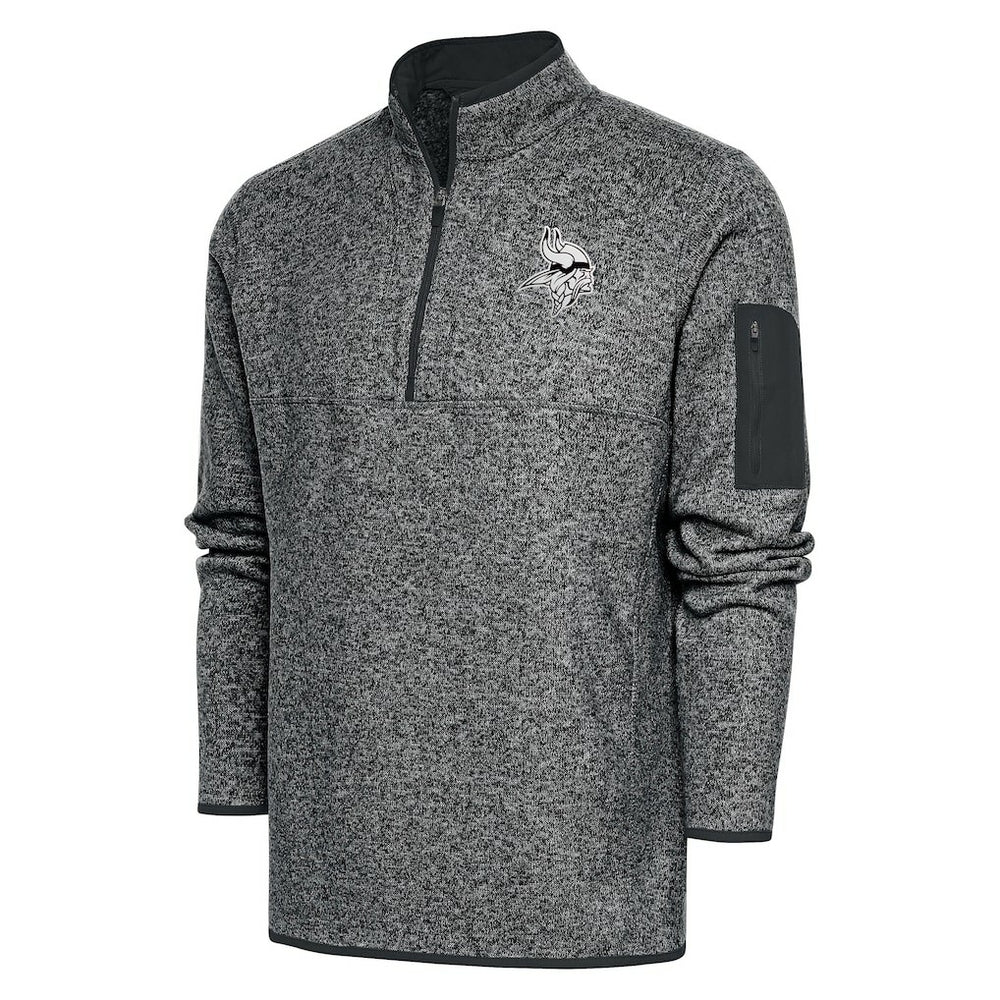 Minnesota Vikings Antigua Metallic Logo Fortune Quarter-Zip Jacket - Heather Charcoal Jackets