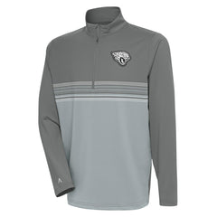 Jacksonville Jaguars Antigua Metallic Logo Pace Quarter-Zip Pullover Top - Steel Pullover