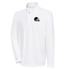 Cleveland Browns Antigua Metallic Logo Tribute Quarter-Zip Top - White Tops