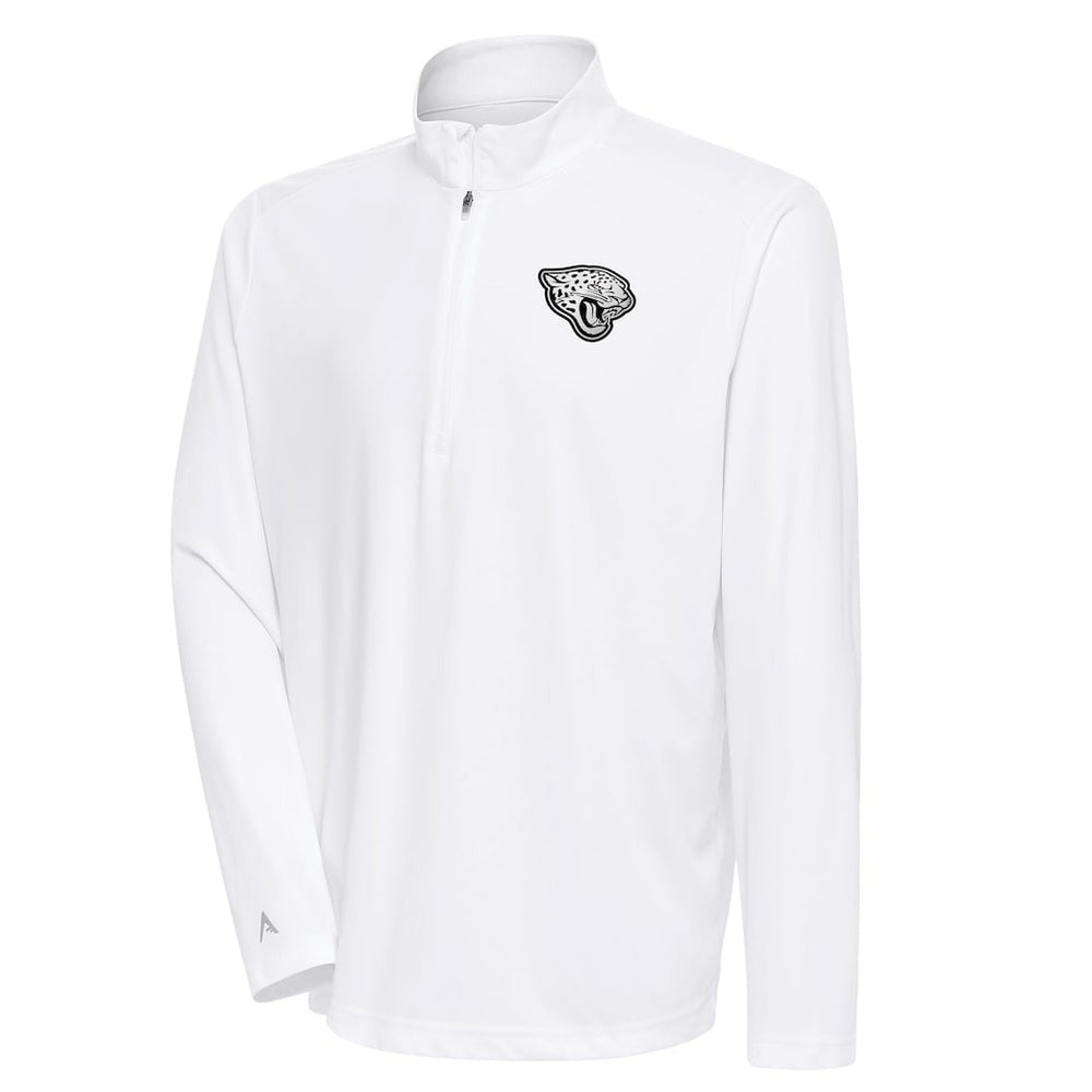 Jacksonville Jaguars Antigua Metallic Logo Tribute Quarter-Zip Top - White Tops