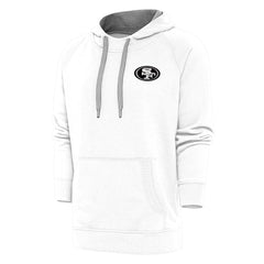 San Francisco 49ers Antigua Metallic Logo Victory Pullover Hoodie - White Hoodies