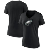 Philadelphia Eagles Women's Logo Team Lockup V-Neck T-Shirt - Black T-shirts