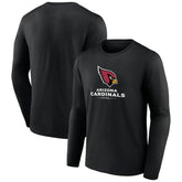 Arizona Cardinals Logo Team Lockup Long Sleeve T-Shirt - Black T-shirts