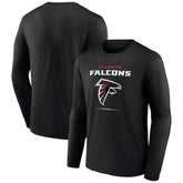 Atlanta Falcons Logo Team Lockup Long Sleeve T-Shirt - Black T-shirts