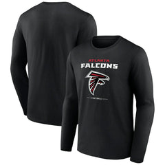 Atlanta Falcons Logo Team Lockup Long Sleeve T-Shirt - Black T-shirts