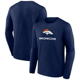 Denver Broncos Logo Team Lockup Long Sleeve T-Shirt - Navy T-shirts