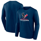 Houston Texans Logo Team Lockup Long Sleeve T-Shirt - Navy T-shirts