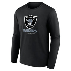 Las Vegas Raiders Logo Team Lockup Long Sleeve T-Shirt - Black T-shirts