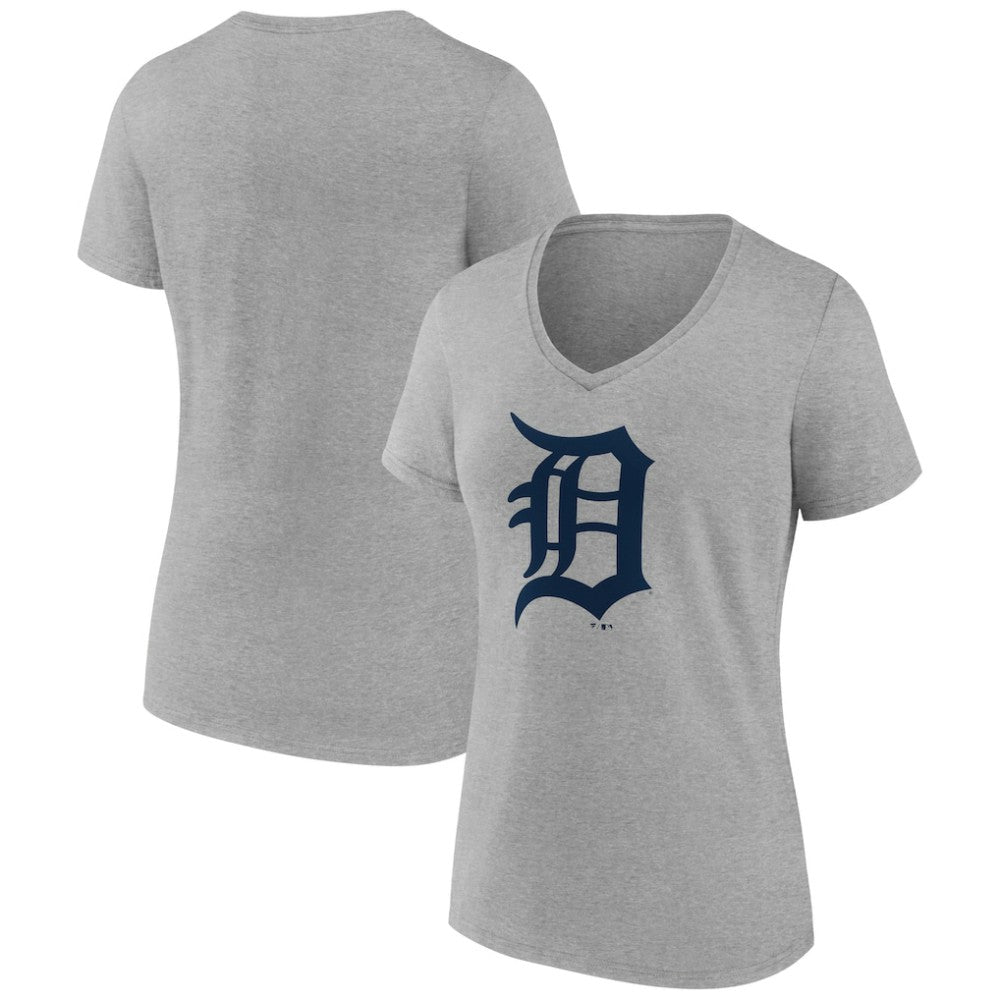 Detroit Tigers Women's Official Logo V-Neck T-Shirt - Gray T-shirts