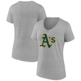 Athletics Women's Official Logo V-Neck T-Shirt - Gray T-shirts