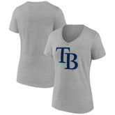 Tampa Bay Rays Women's Official Logo V-Neck T-Shirt - Gray T-shirts