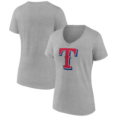 Texas Rangers Women's Official Logo V-Neck T-Shirt - Gray T-shirts