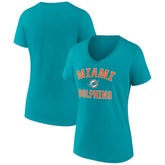 Miami Dolphins Women's Victory Arch Team V-Neck T-Shirt - Aqua T-shirts