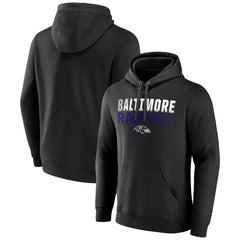 Baltimore Ravens Team Fade Out Fitted Pullover Hoodie - Black Hoodies