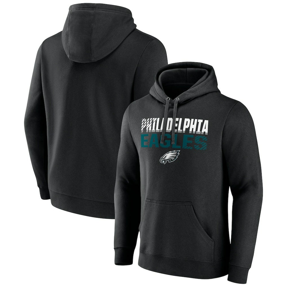 Philadelphia Eagles Team Fade Out Fitted Pullover Hoodie - Black Hoodies