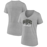 Las Vegas Raiders Women's Victory Script V-Neck T-Shirt - Heather Gray T-shirts