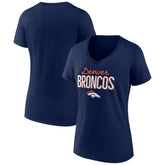 Denver Broncos Women's Nostalgia V-Neck T-Shirt - Navy T-shirts